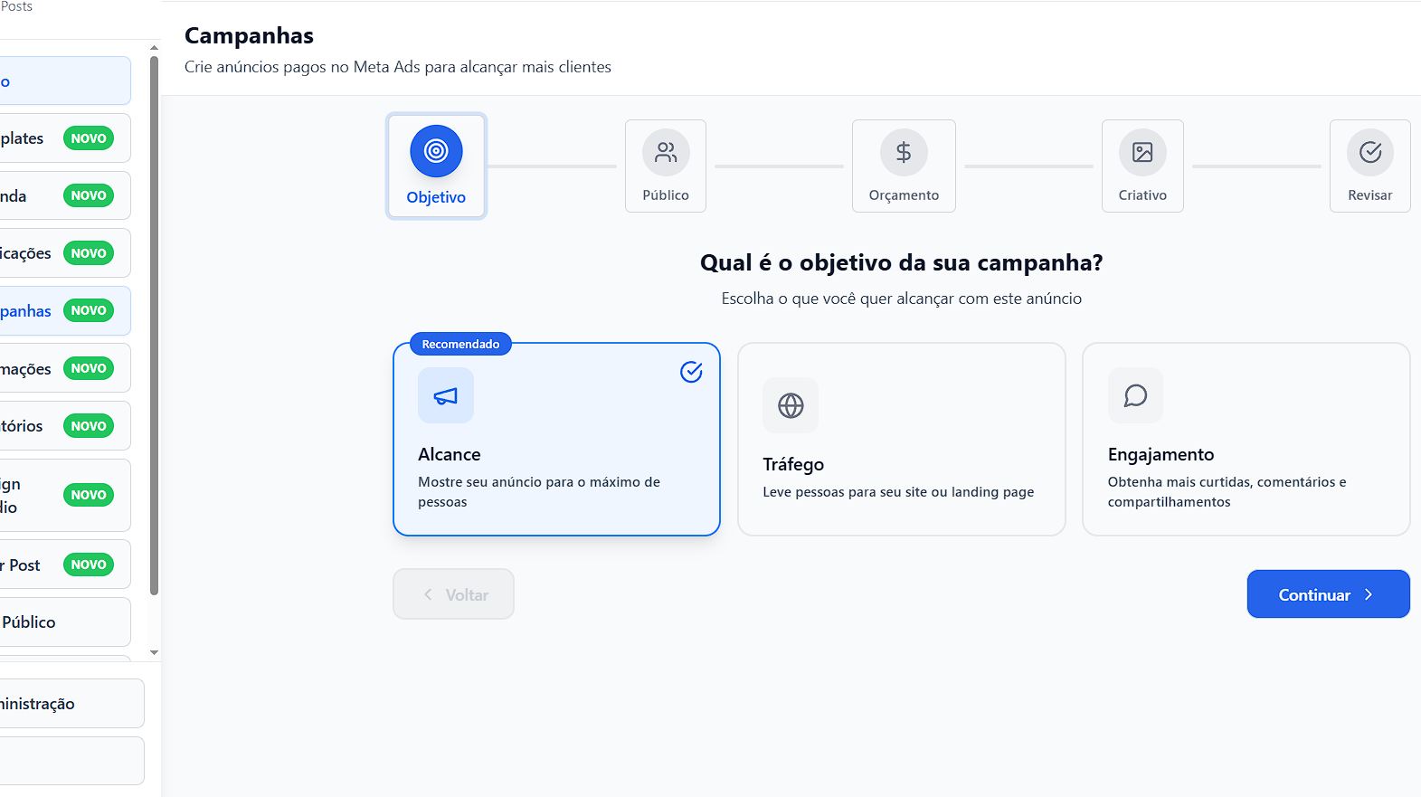 Escolha o objetivo - Defina o que você quer alcançar com sua campanha